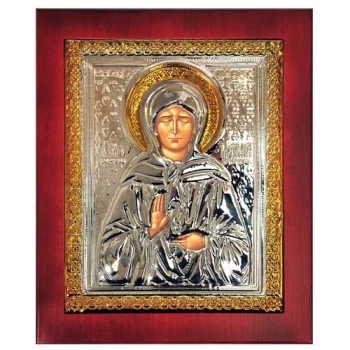 Икона Матрона Московская, 13х16 см, цвет: красный/серебристый